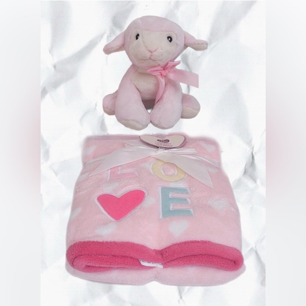 NWT Pink Baby‎ Blanket & Kelli Loons Plush Lamb